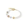 Ladies Coeur de Lion Yellow Gold Pink Pastel Geocube and Pearl Bracelet 5086/30-1522