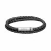 BOSS Ares Black Leather Mens Bracelet 1580489M