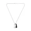 BOSS Mens Devon Steel & Leather Double Tag Pendant Necklace 1580760