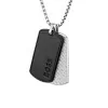 BOSS Mens Devon Steel & Leather Double Tag Pendant Necklace 1580760