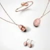 Fabergé Heritage Rose Gold Pink Guilloché Enamel Egg Drop Earrings 387EA1446