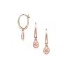 Fabergé Heritage Rose Gold Pink Guilloché Enamel Egg Hoop Drop Earrings 1316EA2391