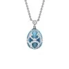 Fabergé Heritage White Gold Teal Guilloché Enamel Petite Egg Pendant 1152FP2454