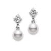 Mikimoto 7.5mm Akoya Pearl and Diamond Earrings PEL 1048D W