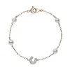 Mikimoto 5.5mm Pearl and Diamond Horseshoe Chain Bracelet PD 259D Z