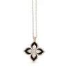 Roberto Coin Princess Flower 3.44ct Black Jade 0.19ct Diamond Pendant Necklace