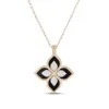 Roberto Coin Princess Flower 3.44ct Black Jade 0.19ct Diamond Pendant Necklace