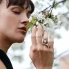 Roberto Coin Princess Flower Black Jade & Diamond Ring ADV888RI1837 RW