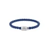 Montblanc Steel 3 Rings Closing and Blue Leather Bracelet 130899