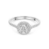 Platinum Round Brilliant 0.75ct Lab Grown Diamond Halo Ring with Diamond Set Shoulders