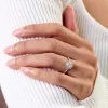 Platinum Round Brilliant 0.75ct Lab Grown Diamond Halo Ring with Diamond Set Shoulders