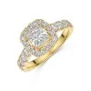 18ct Yellow Gold 2.00ct Princess Cut Lab Grown Diamond Halo Solitaire Ring