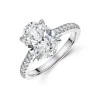 Platinum Oval Cut 3.25ct Lab Grown Ring with Diamond Shoulders