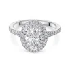 Platinum Lab Grown 2.00ct Oval Diamond Double Halo Solitaire Ring