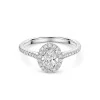 Platinum Lab Grown 1.00ct Oval Diamond Halo Ring with Shoulders