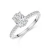9ct White Gold Oval Cut 1.00ct Lab Grown Diamond 4 Claw Ring with Diamond Shoulders