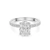 9ct White Gold Oval Cut 2.00ct Lab Grown Diamond 4 Claw Ring with Diamond Shoulders