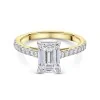 18ct Yellow Gold Lab Grown 2.25ct Emerald Cut Diamond Shoulders Ring
