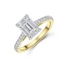 18ct Yellow Gold Lab Grown 2.25ct Emerald Cut Diamond Shoulders Ring