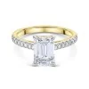 18ct Yellow Gold Lab Grown 2.75ct Emerald Cut Diamond Shoulders Ring
