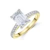 18ct Yellow Gold Lab Grown 2.75ct Emerald Cut Diamond Shoulders Ring