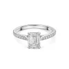Platinum 1.00ct Emerald Cut Lab Grown Diamond Solitaire Ring with Diamond Shoulders 1.25ct