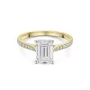 18ct Yellow Gold Emerald Cut 2.00ct Lab Grown Diamond Solitaire Ring with Diamond Shoulders