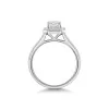 9ct White Gold Emerald Cut 1.00ct Lab Grown Diamond Halo Ring with Diamond Shoulders