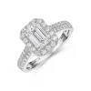 9ct White Gold Emerald Cut 1.00ct Lab Grown Diamond Halo Ring with Diamond Shoulders