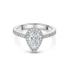 Platinum Lab Grown 0.75ct Pear Diamond Halo Shoulders Ring