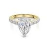 18ct Yellow Gold Lab Grown Pear Cut Diamond 3.25ct Solitaire Ring with Diamond Shoulders