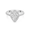 Platinum Pear Cut 2.00ct Lab Grown Diamond Halo Ring with Diamond Shoulders