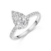 9ct White Gold Pear Shape 2.00ct Lab Diamond 3 Claw Diamond Shoulder Solitaire