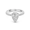 9ct White Gold Pear Shape 2.00ct Lab Diamond 3 Claw Diamond Shoulder Solitaire