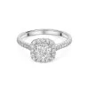 Platinum Cushion Cut 1ct Lab Grown Diamond Halo Ring with Diamond Shoulders