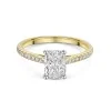18ct Yellow Gold Radiant Cut 1.50ct Lab Grown Diamond 4 Claw Ring with Diamond Shoulders