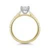 18ct Yellow Gold Radiant Cut 1.50ct Lab Grown Diamond 4 Claw Ring with Diamond Shoulders