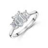 Platinum Lab Grown 1.50ct Emerald Diamond 3 Stone Ring