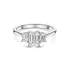 Platinum Lab Grown 1.50ct Emerald Diamond 3 Stone Ring