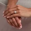 Platinum Emerald Cut 2.40ct Lab Grown Diamond 3 stone Ring