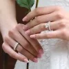 Platinum Lab Grown 2.00ct Pear & Emerald Diamond Toi Et Moi 2 Stone Ring