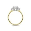 18ct Yellow Gold Radiant & Trapezoid 1.50ct Lab Grown Diamond Hidden Halo 3 stone Ring