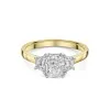 18ct Yellow Gold Radiant & Trapezoid 1.50ct Lab Grown Diamond Hidden Halo 3 stone Ring