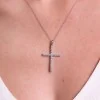 9ct White Gold Round Brilliant 1.50ct Lab Grown Diamond Cross Pendant