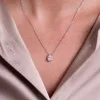 9ct White Gold Oval Cut 1.00ct Lab Grown Diamond Rub Over Pendant