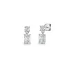 9ct White Gold Emerald Cut & Round Brilliant 1.30ct Lab Grown Diamond Drop Earrings