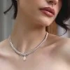 18ct White Gold 5ct Lab Grown Diamond Tennis Necklet With 3ct Pear Shape Drop