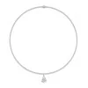 18ct White Gold 5ct Lab Grown Diamond Tennis Necklet With 3ct Pear Shape Drop