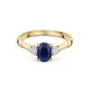 9ct Yellow Gold 0.70ct Oval Sapphire and 0.20ct Round Brilliant Lab Grown Diamond 3 Stone Ring
