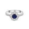 9ct White Gold 0.60ct Sapphire and Lab Grown Diamond Halo Solitaire Ring